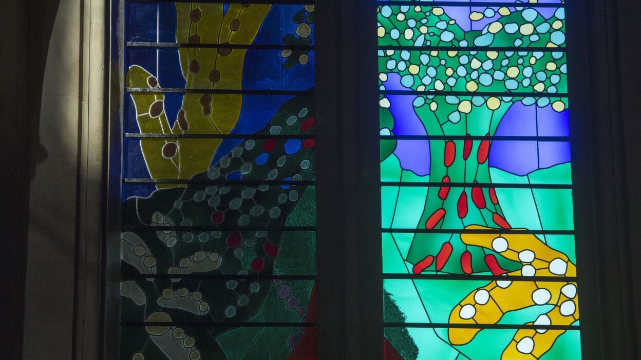 This window art dedicated to the Queen in Westminster Abbey was designed on an iPad